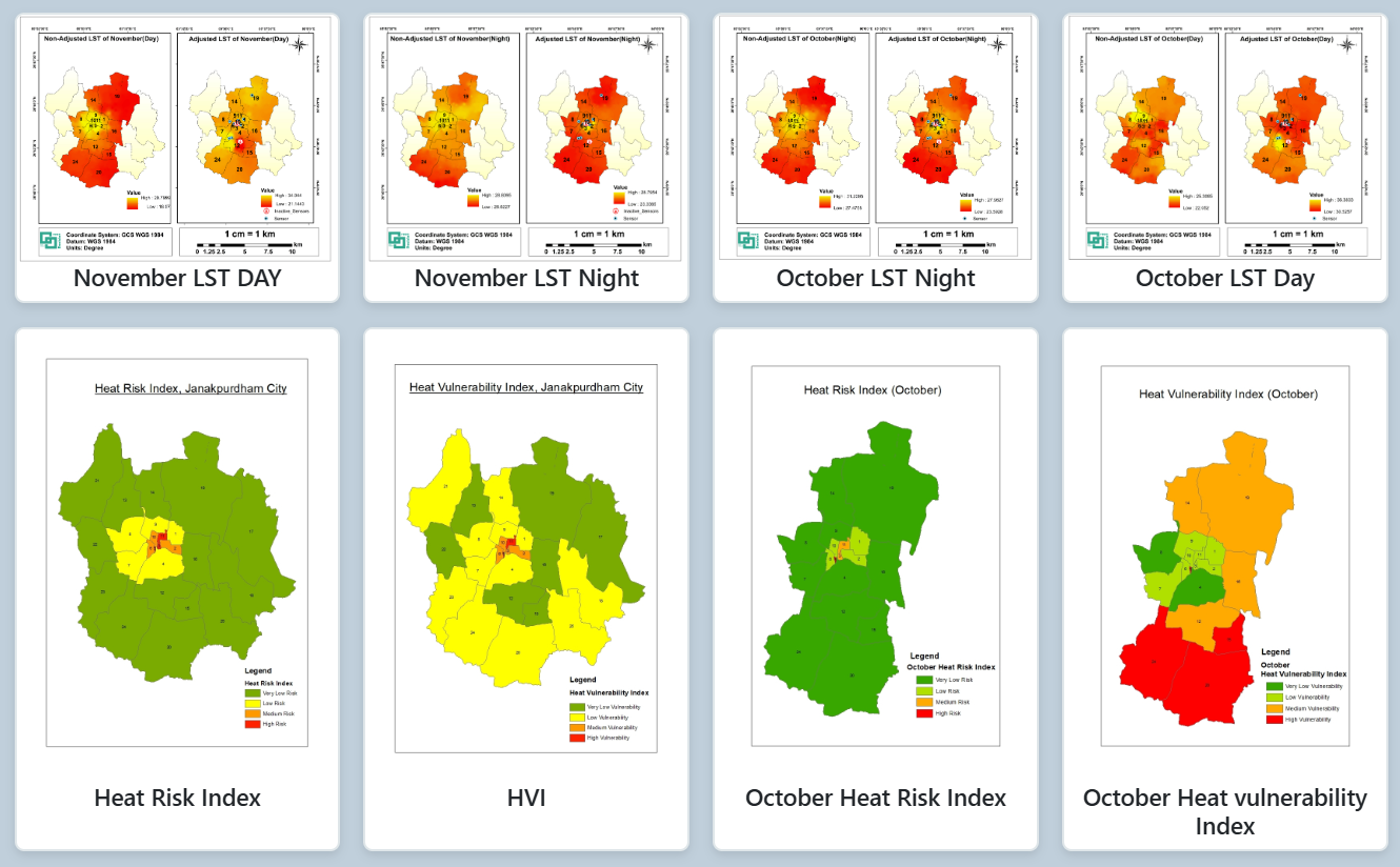 LST - Land Surface Temperature and Heat Risk Index Map - Enhancing Urban Resilience - Integrating IoT and Citizen Science with Urban Data Portal - DMAPs - Janakpurdham to Mitigate Heatwave Vulnerability